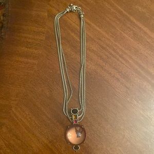 Chicos multi strand necklace with pendant. Adjustable clasp.